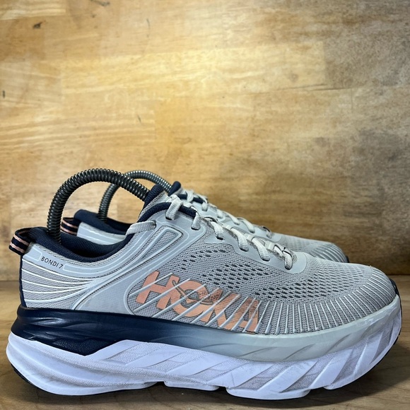 Hoka One One Shoes - Hoka One One Bondi 7 CUSHIONED Womens Size 7 Running Shoes Sneakers Gray Blue